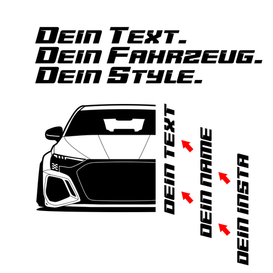 2. Audi RS3 8Y T-Shirt mit personalisierbarem Seitenschriftzug für Audi Fans