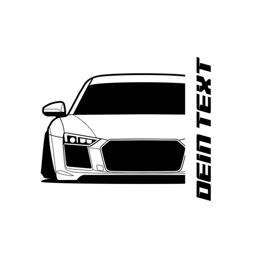 Audi R8 V10 T-Shirt mit personalisierbarem Seitenschriftzug für Audi Fans