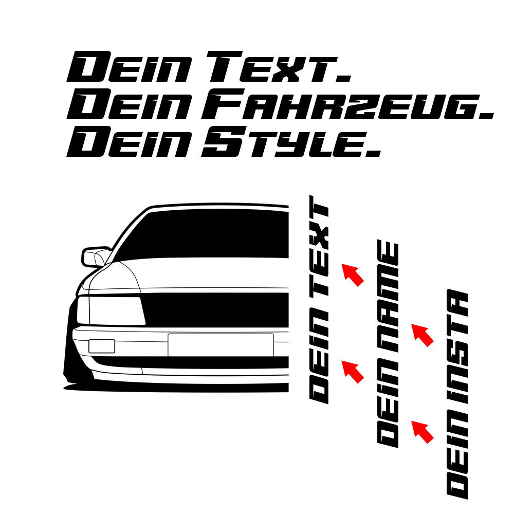 3.	Audi 100 C3 Typ44 Hoodie mit individuellem Seitennamen, Car Apparel Design
