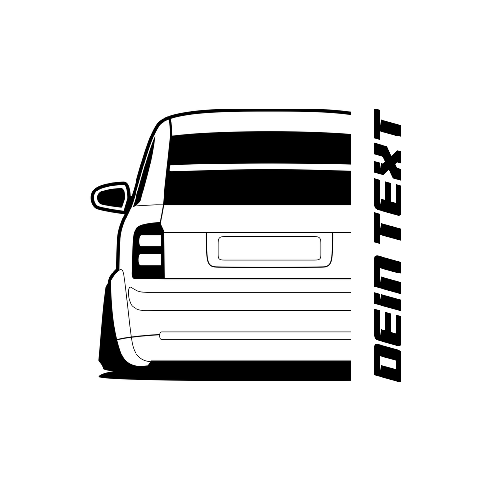 Audi A2 T-Shirt mit personalisierbarem Seitenschriftzug, Heckmotiv für Audi Fans