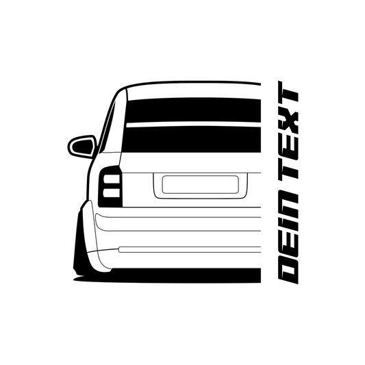Audi A2 T-Shirt mit personalisierbarem Seitenschriftzug, Heckmotiv für Audi Fans