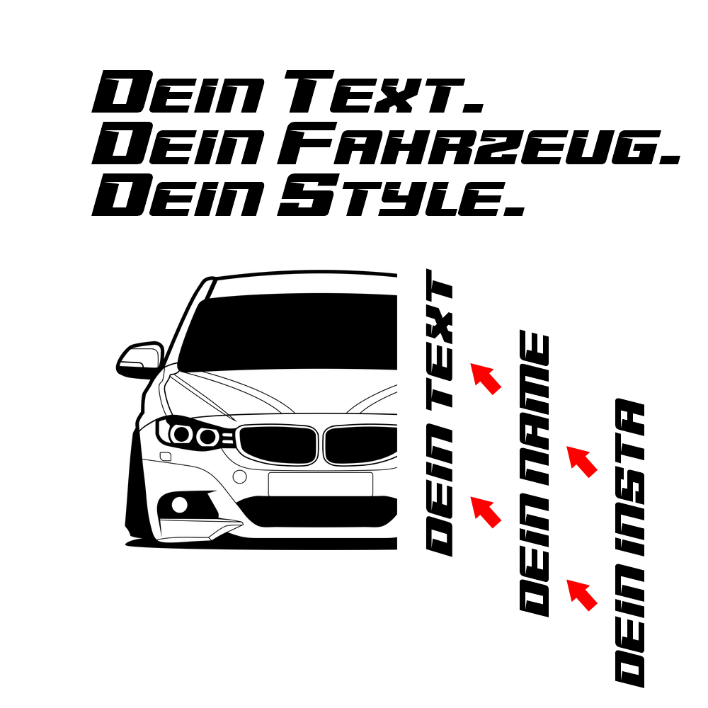 BMW F34 3er GT T-Shirt mit Print, Car Shirt für BMW Fans Baujahr 2013