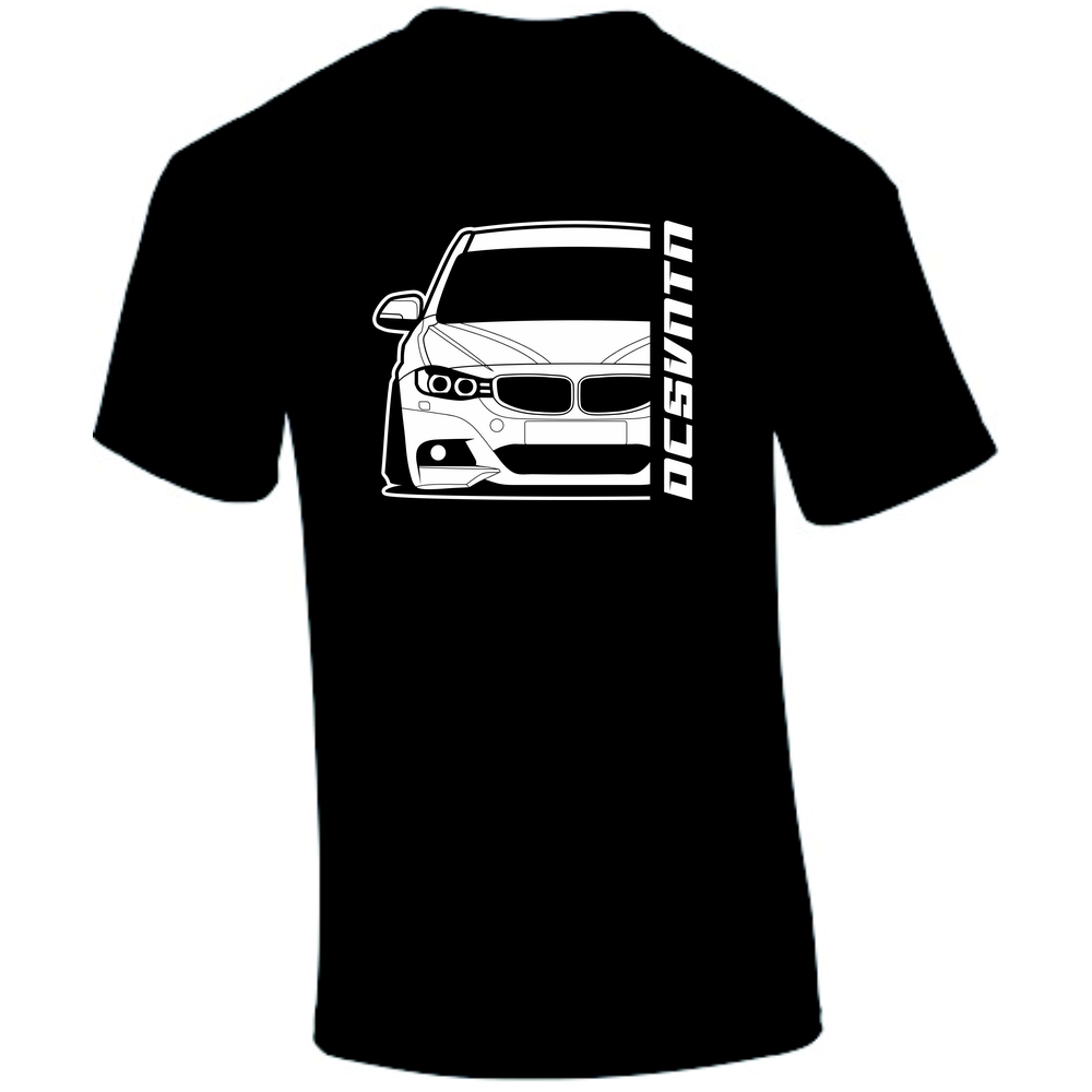 BMW F34 3er GT T-Shirt Vorderseite mit Schriftzug, schwarzes Car Shirt Design