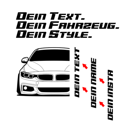 BMW 430i F32 Coupe Hoodie mit individuellem Seitennamen, Car Apparel Design