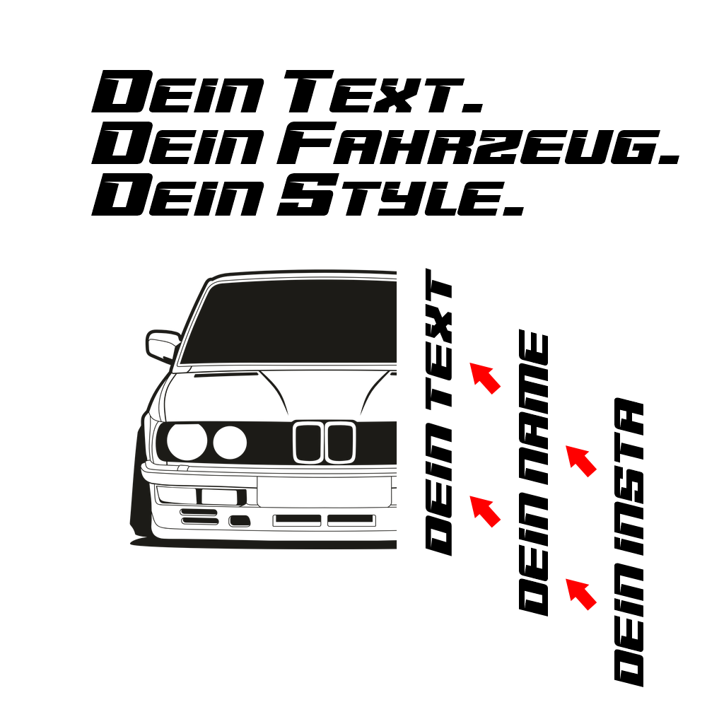 BMW E28 5er Hoodie mit individuellem Seitennamen, Car Apparel Design