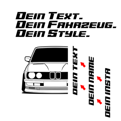 BMW E28 5er Hoodie mit individuellem Seitennamen, Car Apparel Design