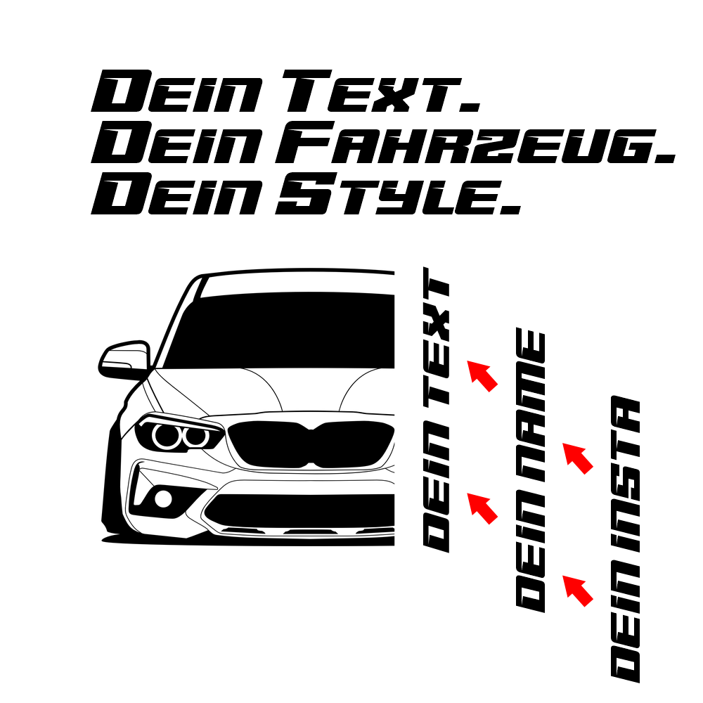 3.	BMW 1er F20 M Hoodie mit individuellem Seitennamen, Car Apparel Design