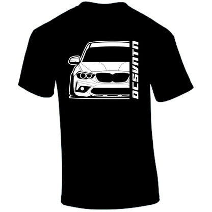 1.	BMW 1er F20 M T-Shirt Vorderseite mit Schriftzug, schwarzes Car Shirt Design